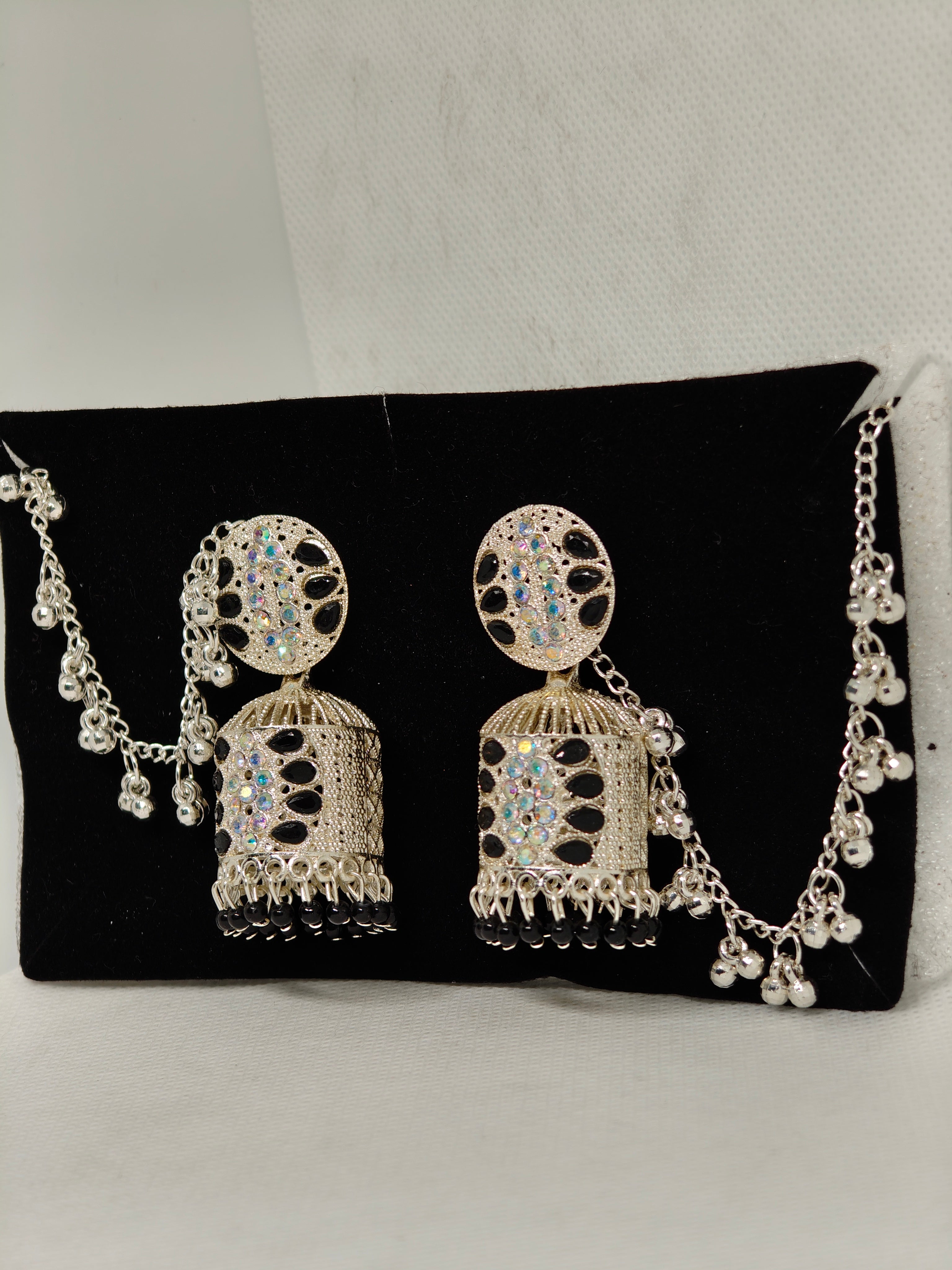 palted black stone studded Earrings for woman