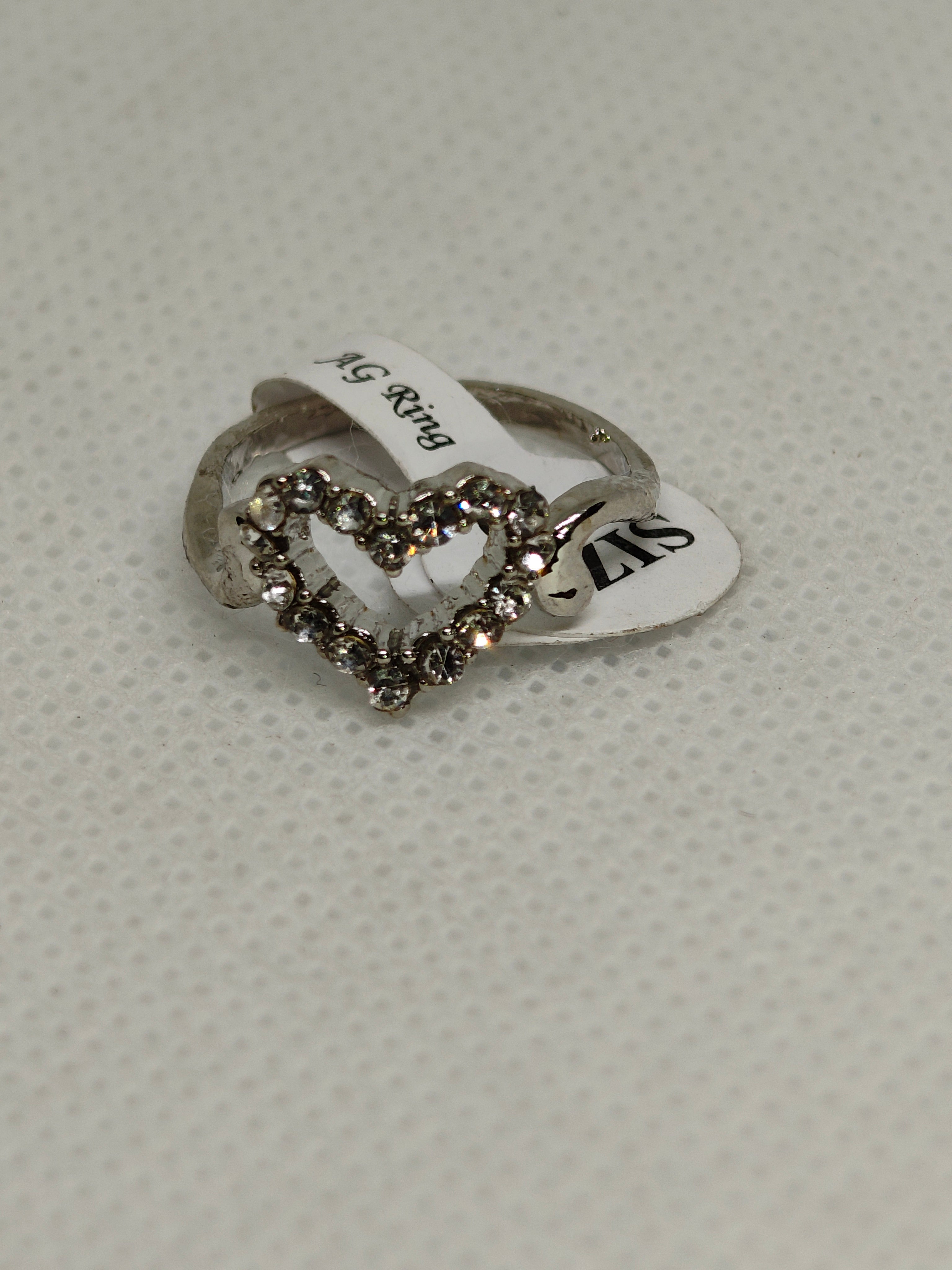 Silver plated women girl Ring heart shape
