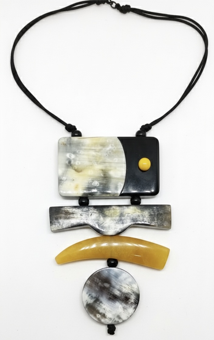 Modern Horn Pendant Statement Necklace – Handmade Artisan Jewelry for Women